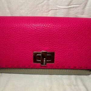 Fendi Selleria Peekaboo Continental Wallet – Bicolor Grey & Fuchsia.